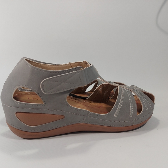 LOSTISY Women Wedges Shoes Splicing Casual Comfy Gray Sandals, 39 - Picture 2 of 9